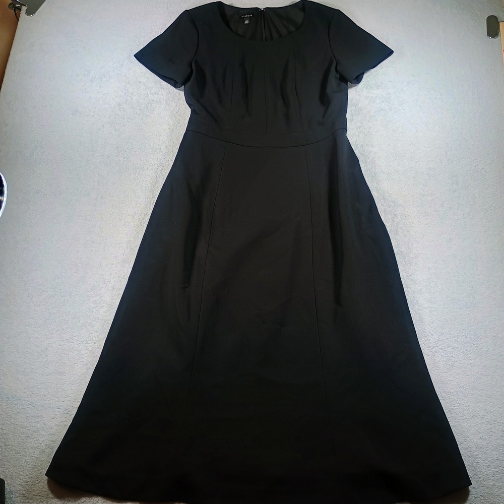 Talbots Women Fit and Flare Midi Dress Black Size 2 Side Pockets